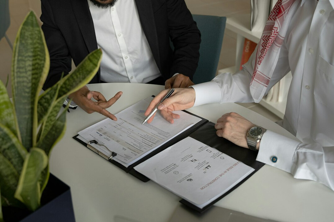 business team negotiating contract