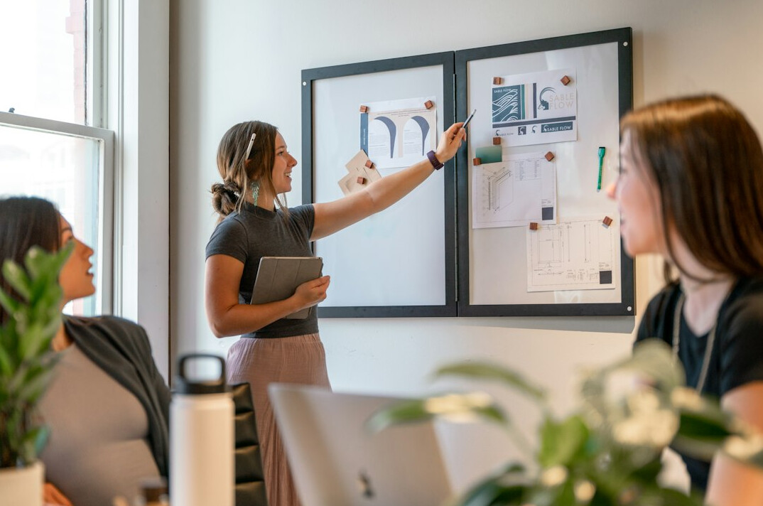 woman leading meeting